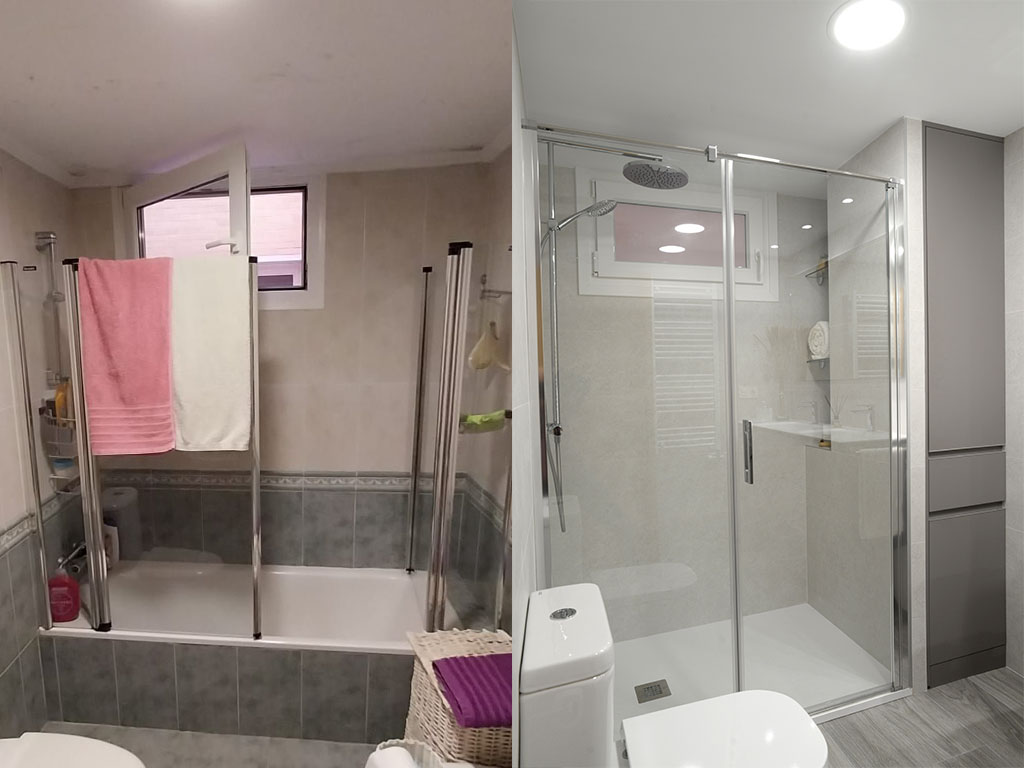 ducha ecológica antes y después